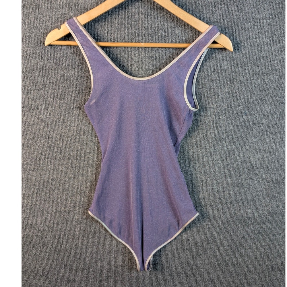 Bear Dance Purple Metallic UFO Sequin Bodysuit Rainbow Alien Festival Rave Small - Picture 4 of 5
